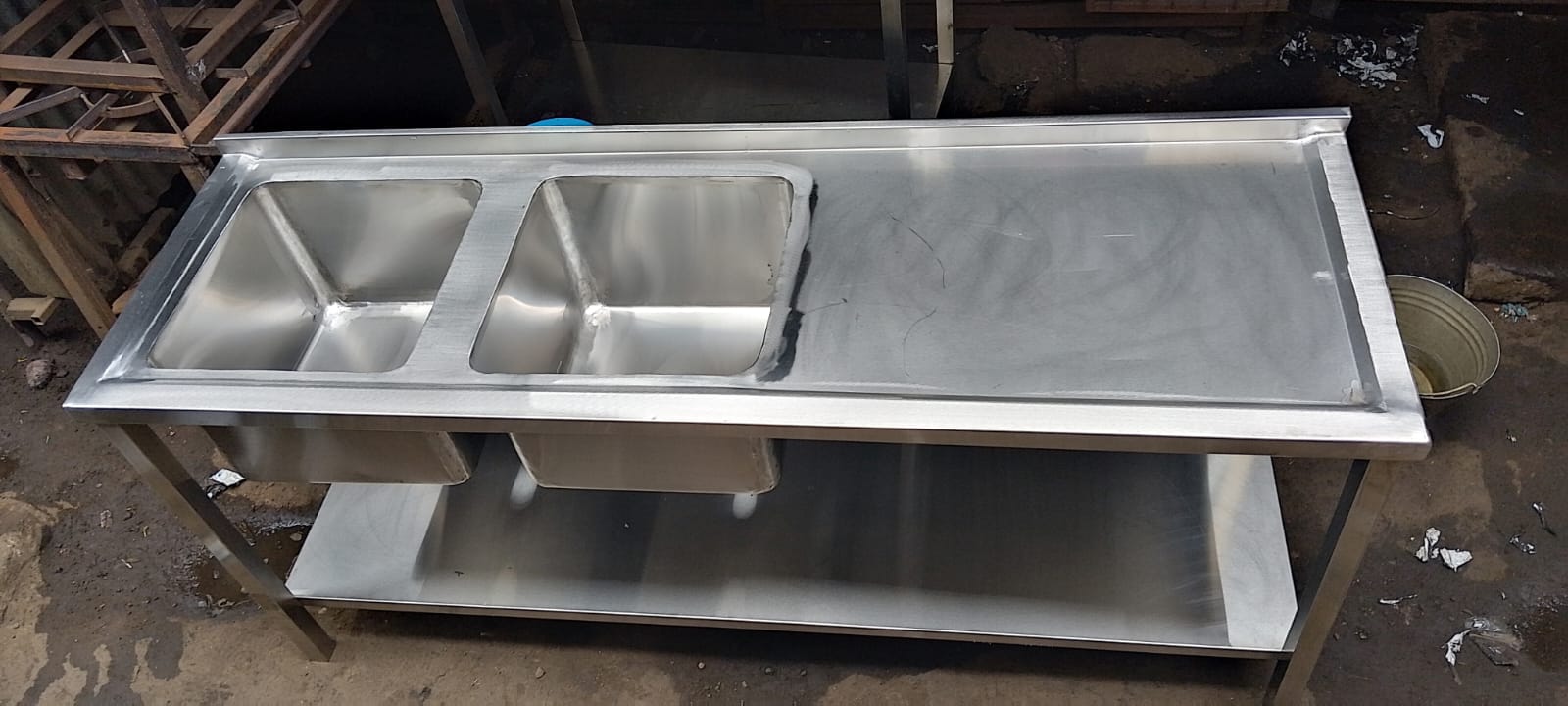 6ft Stainless Steel Double Sink