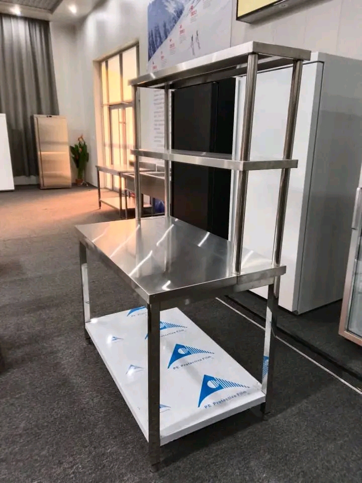 Stainless Steel Table with Overshelves